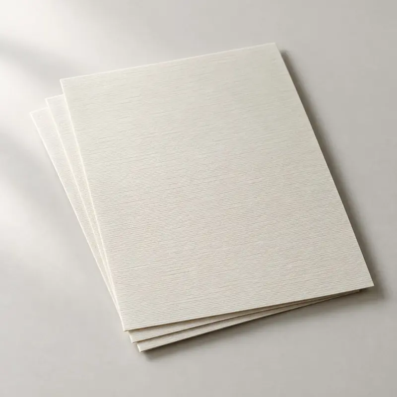 Hojas de papel hilo color marfil con su textura de líneas finas